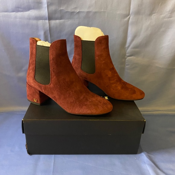 Coach Tia Ankle Slip On Suede Bootie In Wine Sz 8 FG2911 - Picture 5 of 15